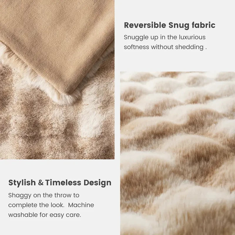 Faux Rabbit Fur Bubble Throw Blanket