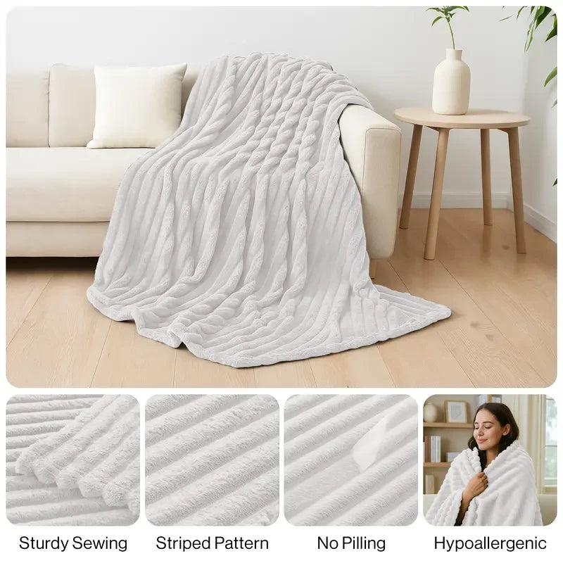 Striped Fleece Throw Blanket