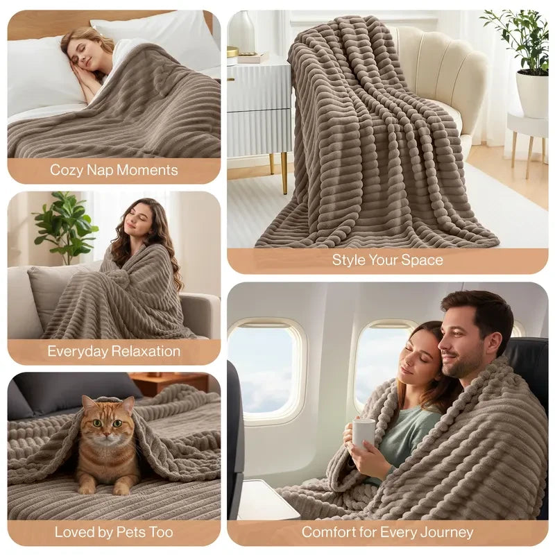 Striped Fleece Throw Blanket