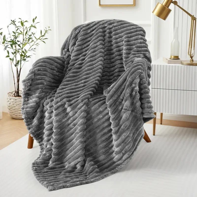 Striped Fleece Throw Blanket