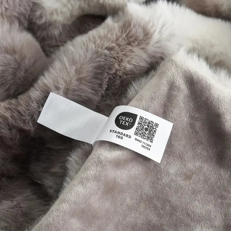Faux Rabbit Fur Bubble Throw Blanket